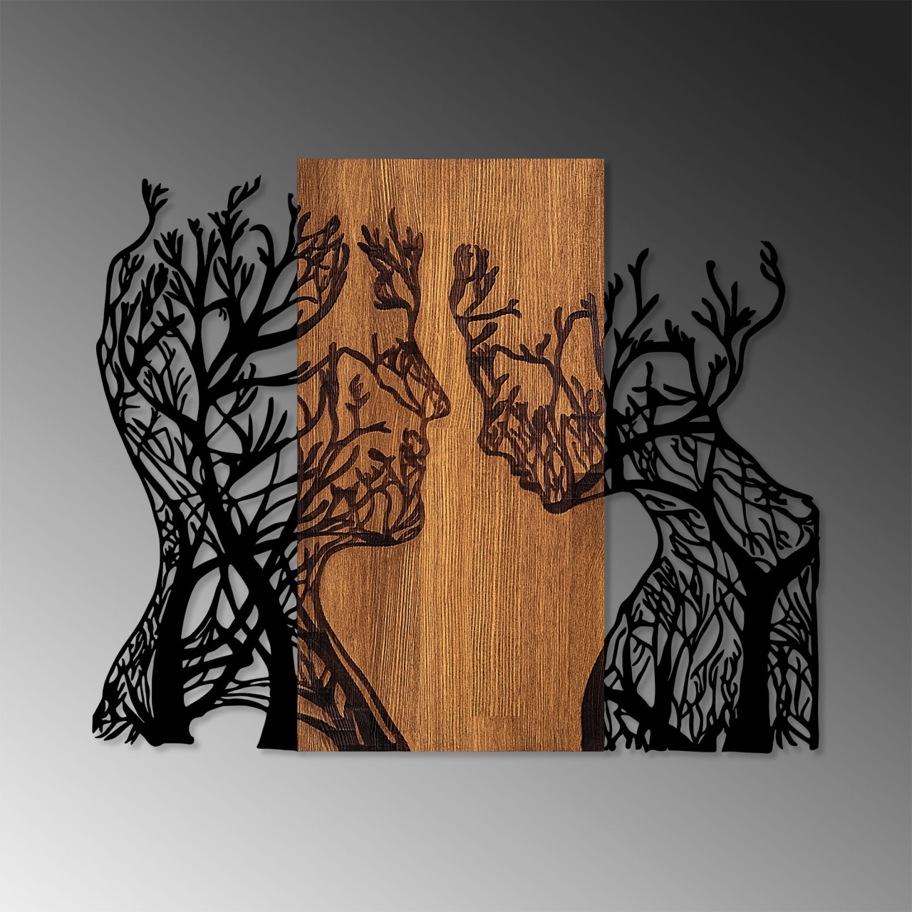 Tablou din lemn si metal Tree Nuc 58x70 cm - 3 | YEO