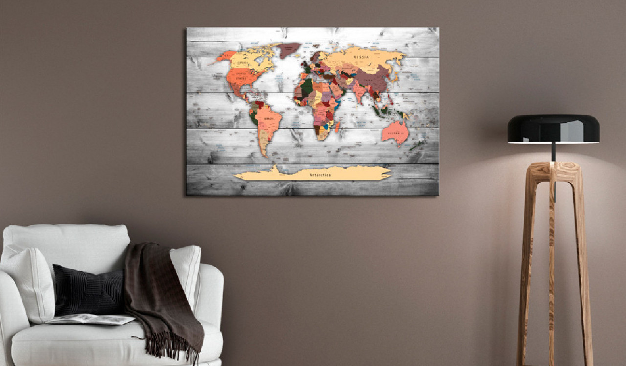 Tablou din plută - Direction World [Cork Map] 60x40 cm - 1 | YEO