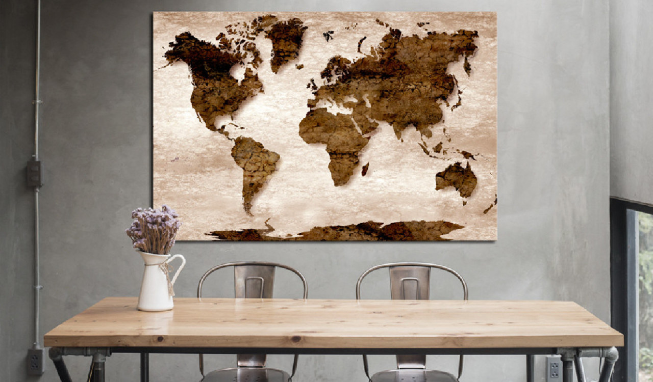 Tablou din plută - The Brown Earth [Cork Map] 90x60 cm - 1 | YEO