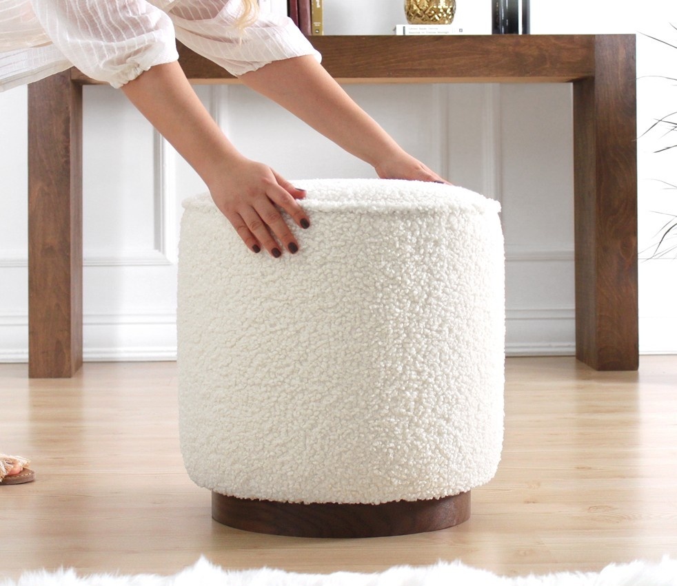Taburet puf Hellin Alb 43x42 cm - 2 | YEO