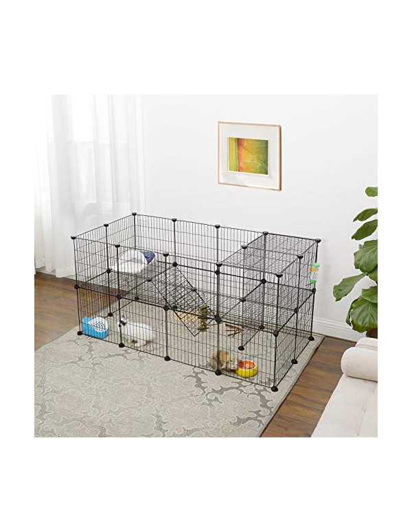 Tarc pentru animale de comapnie, Songmics, Negru, LPI02H, 143 x 73 x 71 cm - 2 | YEO