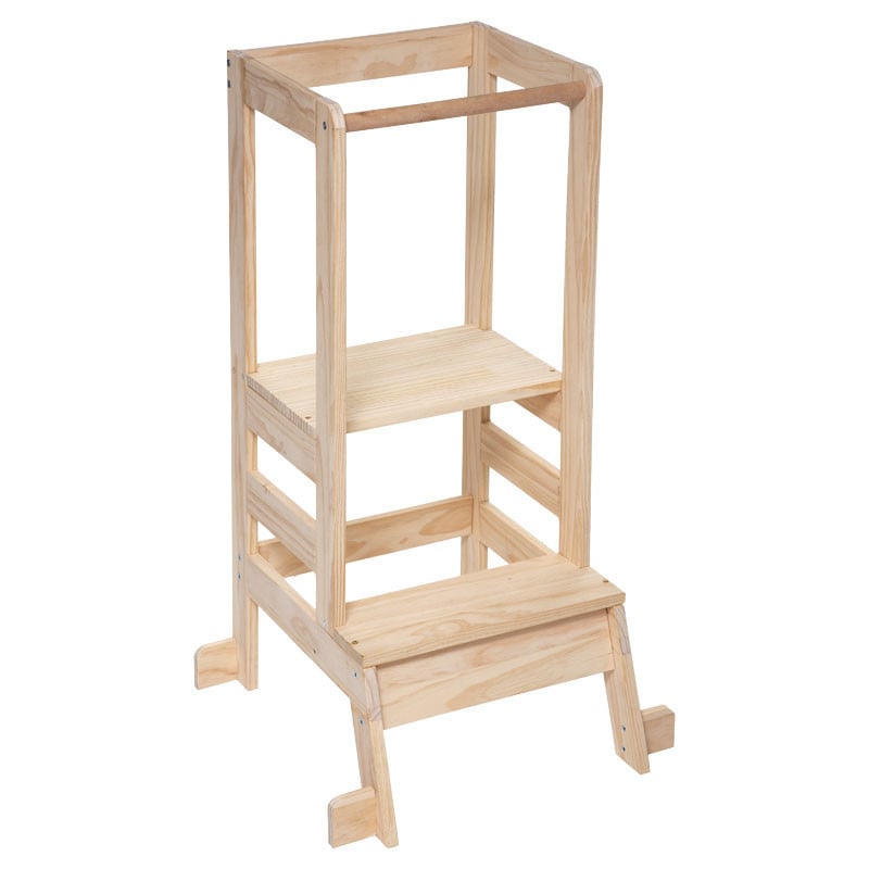 Turn de invatare pentru copii multifunctional Model Montessori, Natur, 51x51x90 cm