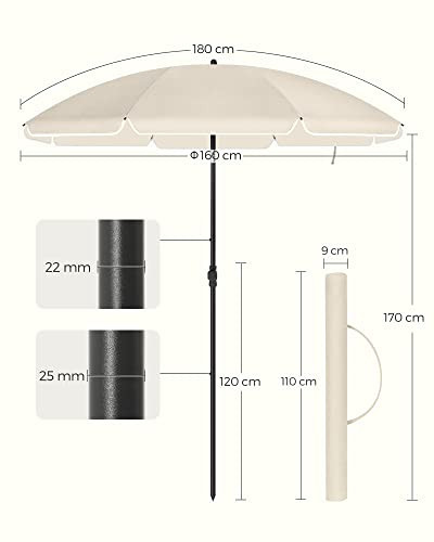 Umbrela de plaja, Songmics, Natural, 160x206 cm - 2 | YEO