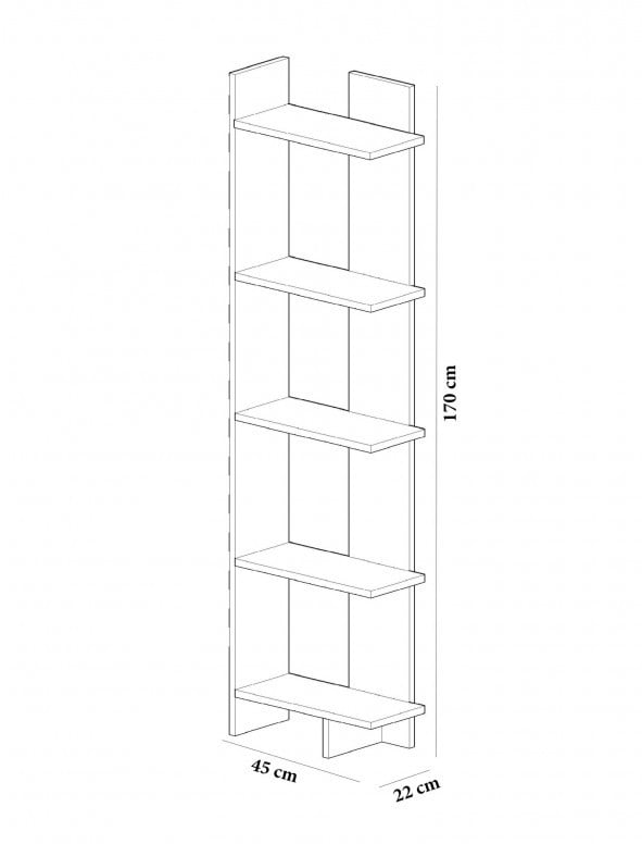 Biblioteca Model Als, Nuc/Alb, 45x22x170 cm