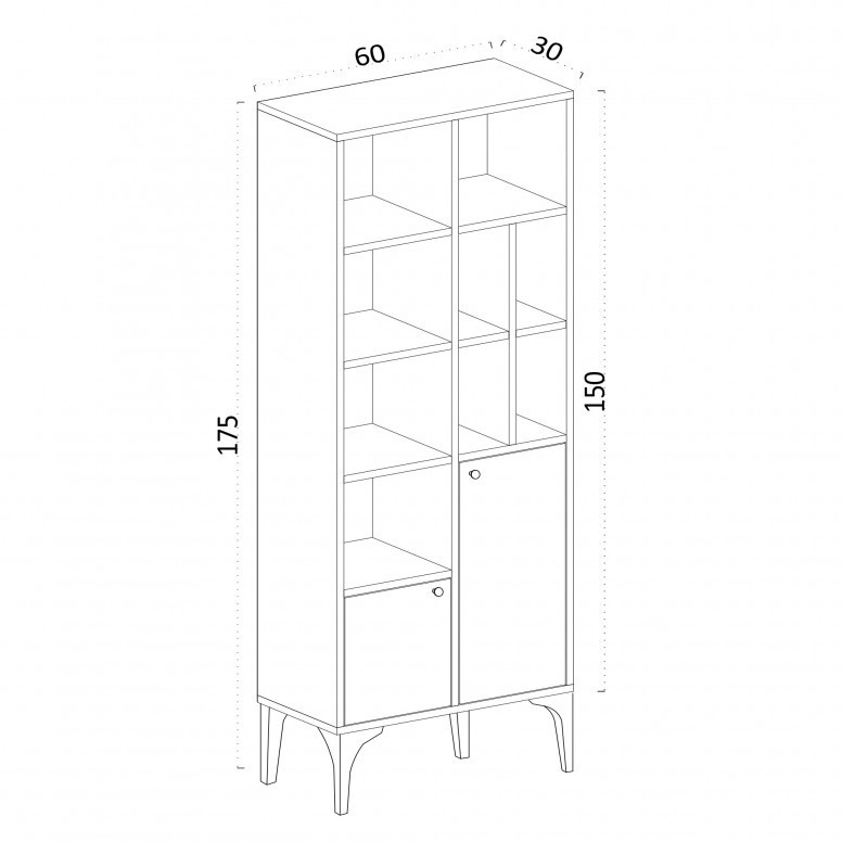 Biblioteca Model Regulus, Alb, 60x175x30 cm - 4 | YEO