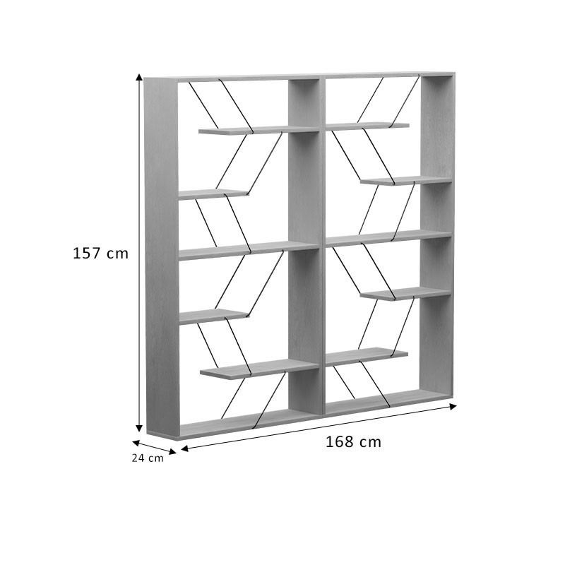 Biblioteca Pako World, Model Tars, 168x24x157 cm, Gri/Alb - 3 | YEO