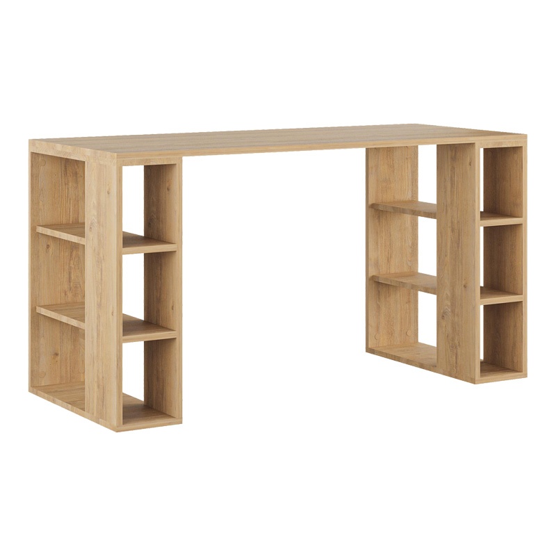 Birou cu rafturi Model Colmar, Stejar, 140x60x75 cm