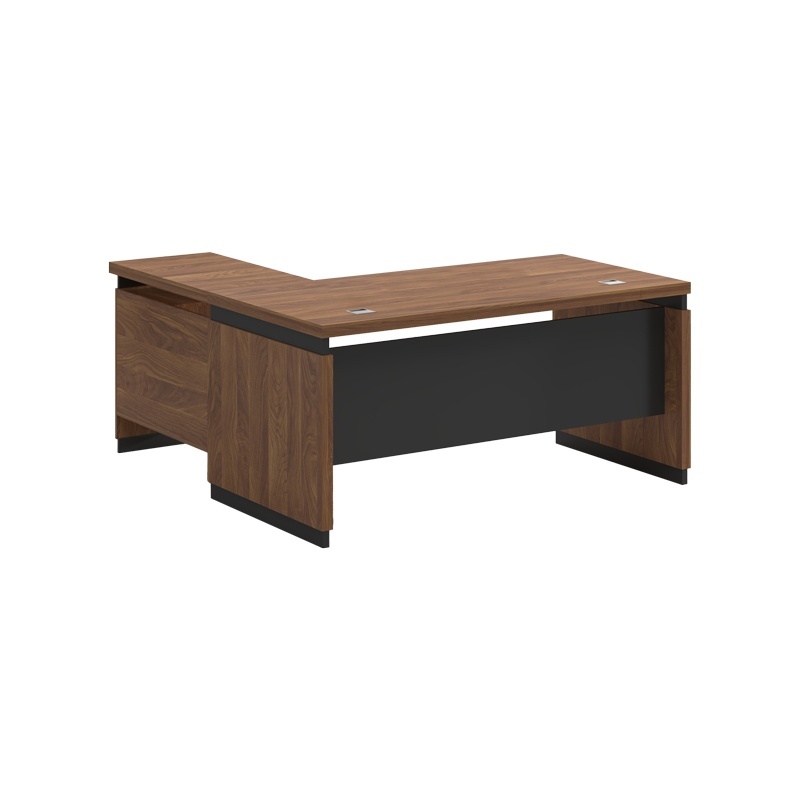 Birou profesional reversibil Model Oscar, Nuc/Antracit, 160x160x76 cm - 2 | YEO