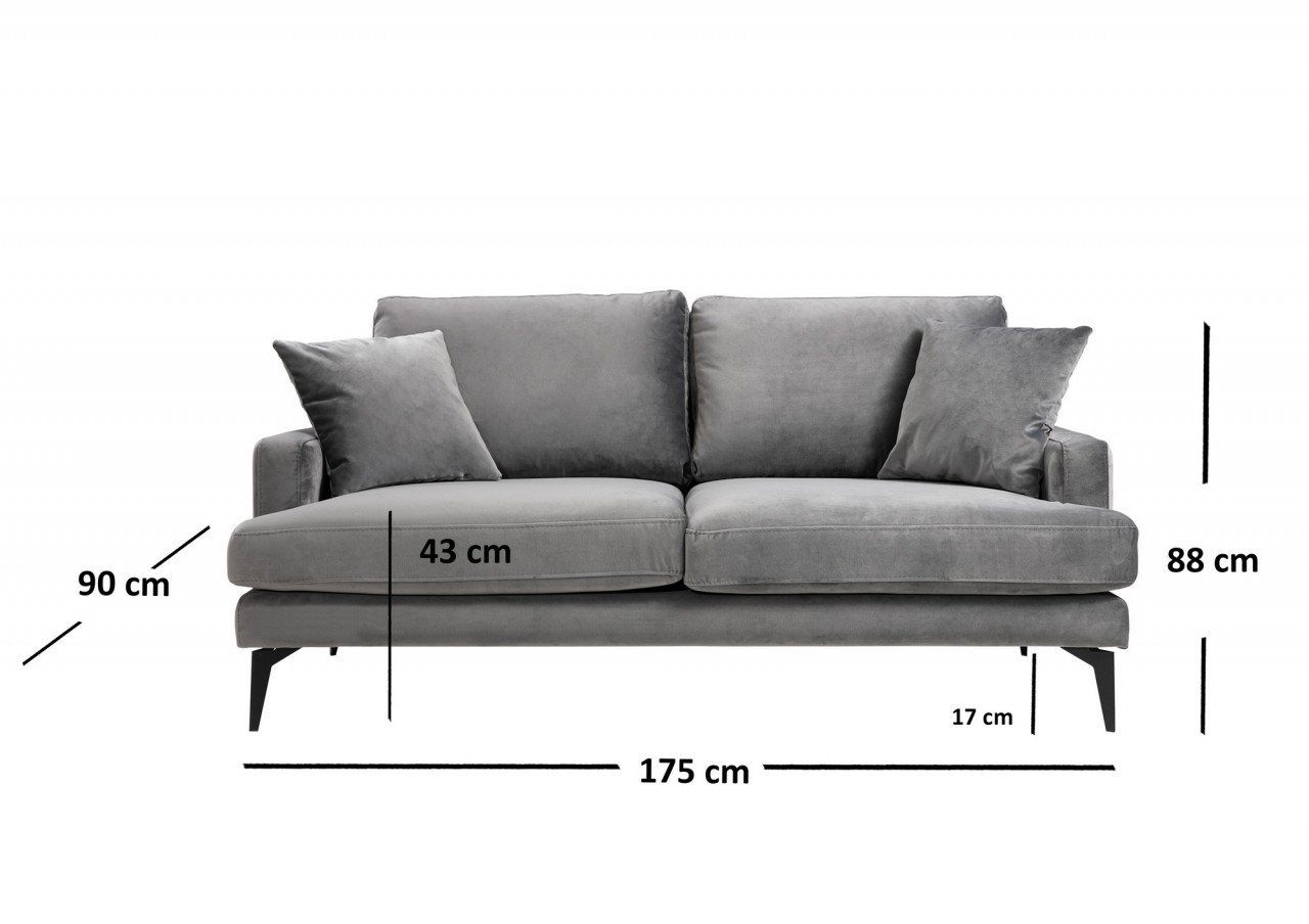 Canapea 2 locuri Leyla Antracit 180x63 cm