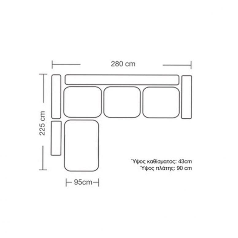 Coltar Dreapta Boston Ciel - Crem - Natural 280x225x95 cm