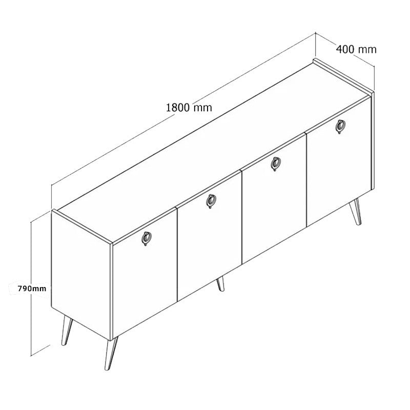 Comoda Model Jeslie, Stejar/Gri inchis, 180x40x79 cm