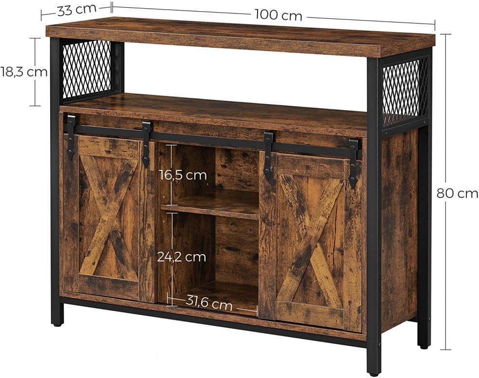 Comoda Model Judah, Maro rustic/Negru, 100x33x80 cm - 4 | YEO