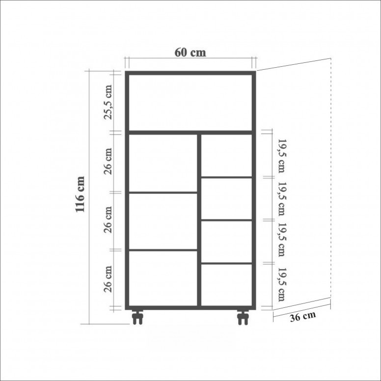 Comoda Model Kiler-735, Stejar sonoma, 60x36x116 cm