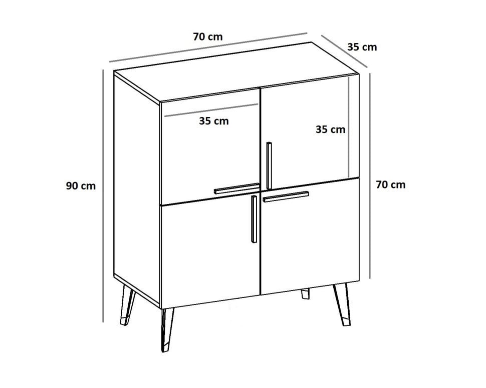 Comoda Model Makro, Stejar, 70x35x90 cm