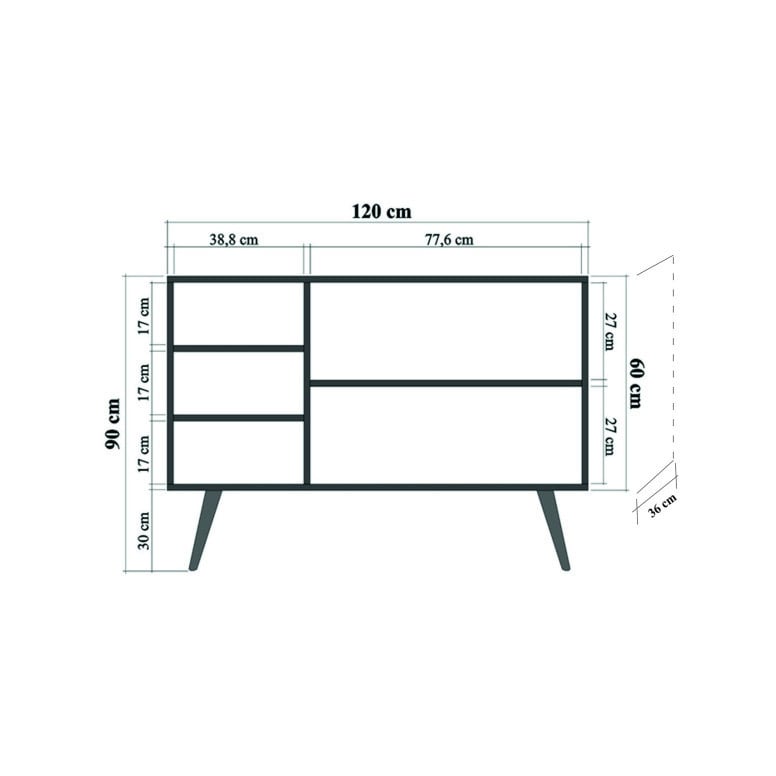 Comoda Model Mega, Stejar sonoma, 120x36x90 cm