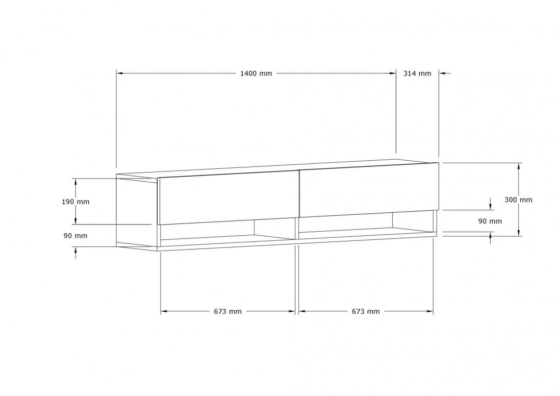 Comoda TV Salvador, Model Ansamblu, 141x31x30 cm, Alb