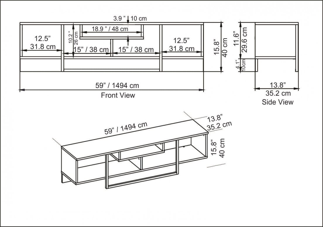 Comoda TV Salvador, Model Asal, 150x40x35.2 cm, Alb/Auriu