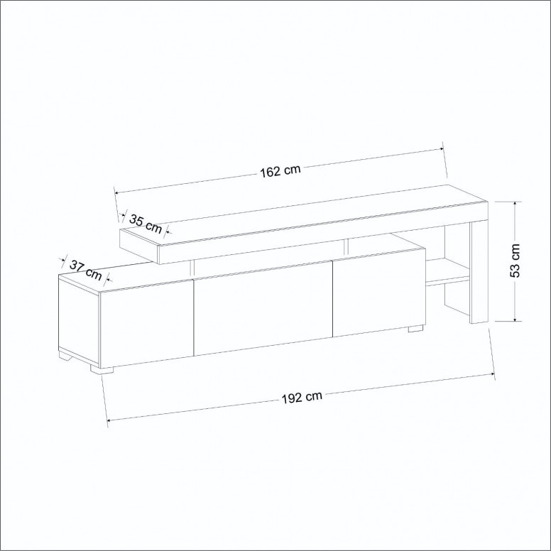 Comoda TV Salvador, Model Beliz, 192x53x37 cm, Alb - 1 | YEO