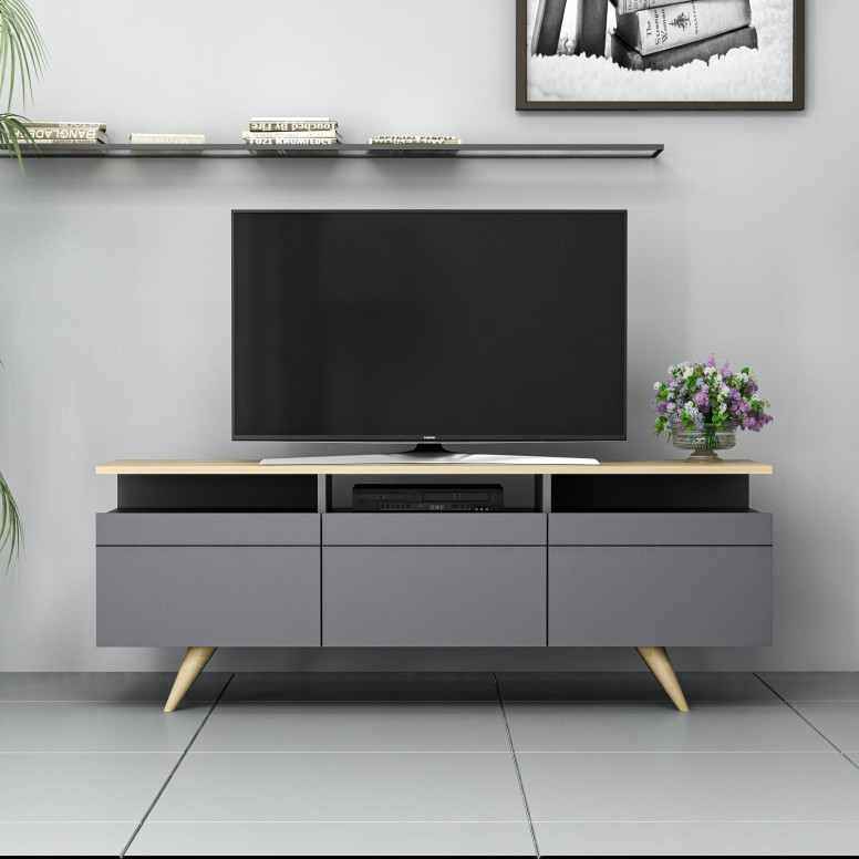 Comoda TV Salvador, Model Berlin, 150x52x35 cm, Antracit