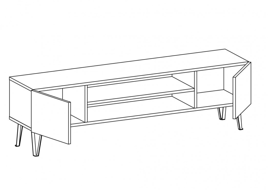 Comoda TV Salvador, Model Bloom, 160x47x37.4 cm, Stejar/Antracit - 3 | YEO