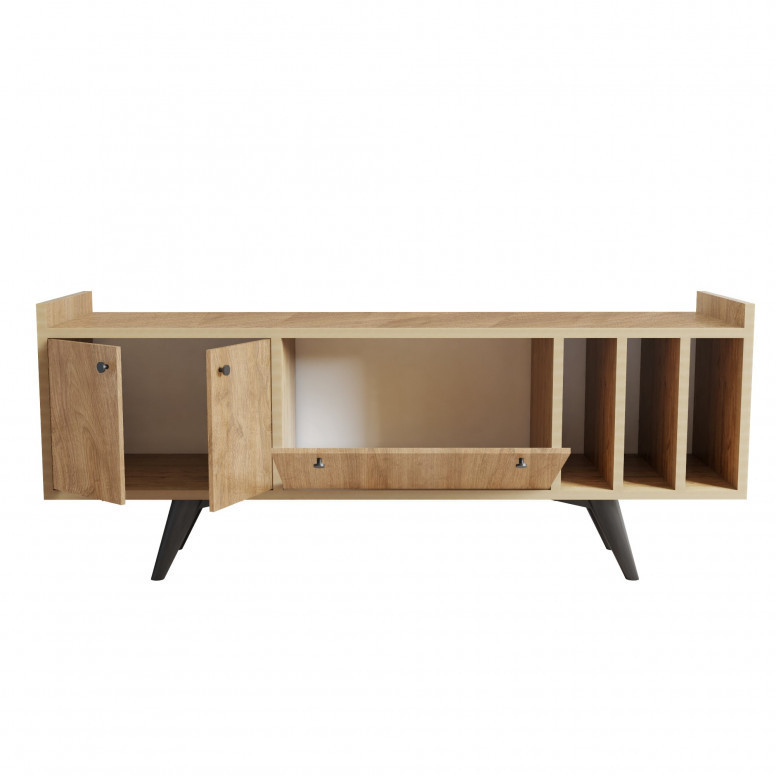 Comoda TV Salvador, Model Brukge, 150x56x40 cm, Stejar - 4 | YEO