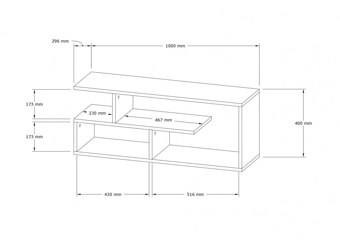 Comoda TV Salvador, Model Cafu, 100x40x29.6 cm, Negru