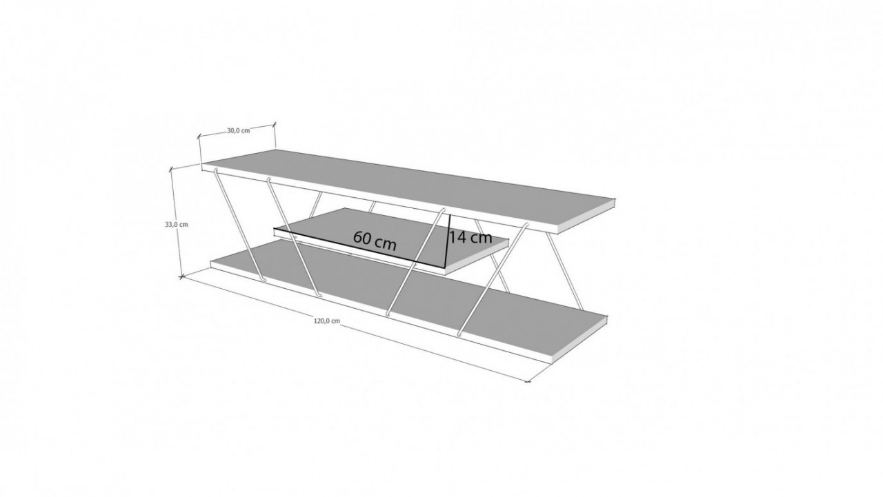 Comoda TV Salvador, Model Canaz, 120x33x30 cm, Galben - 4 | YEO