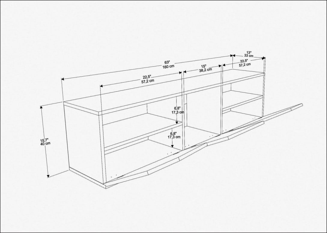 Comoda TV Salvador, Model Carson, 160x40x35.3 cm, Antracit/Alb