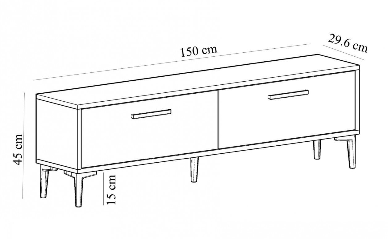 Comoda TV Salvador, Model Inel, 150x45x29.6 cm, Alb