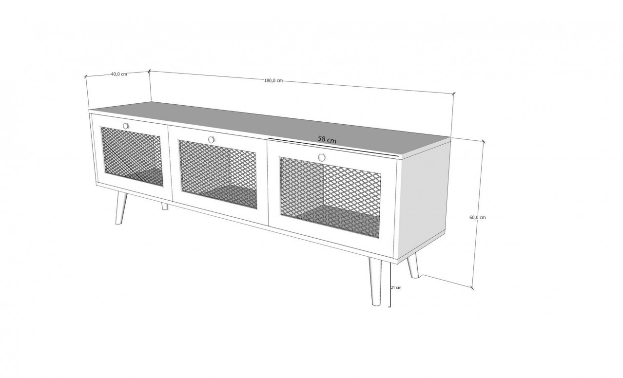 Comoda TV Salvador, Model Likya, 180x60x40 cm, Nuc - 4 | YEO