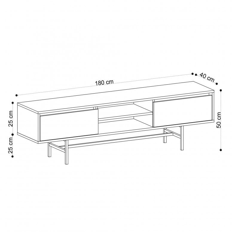 Comoda TV Salvador, Model Matias, 180x40x50 cm, Stejar/Negru - 3 | YEO