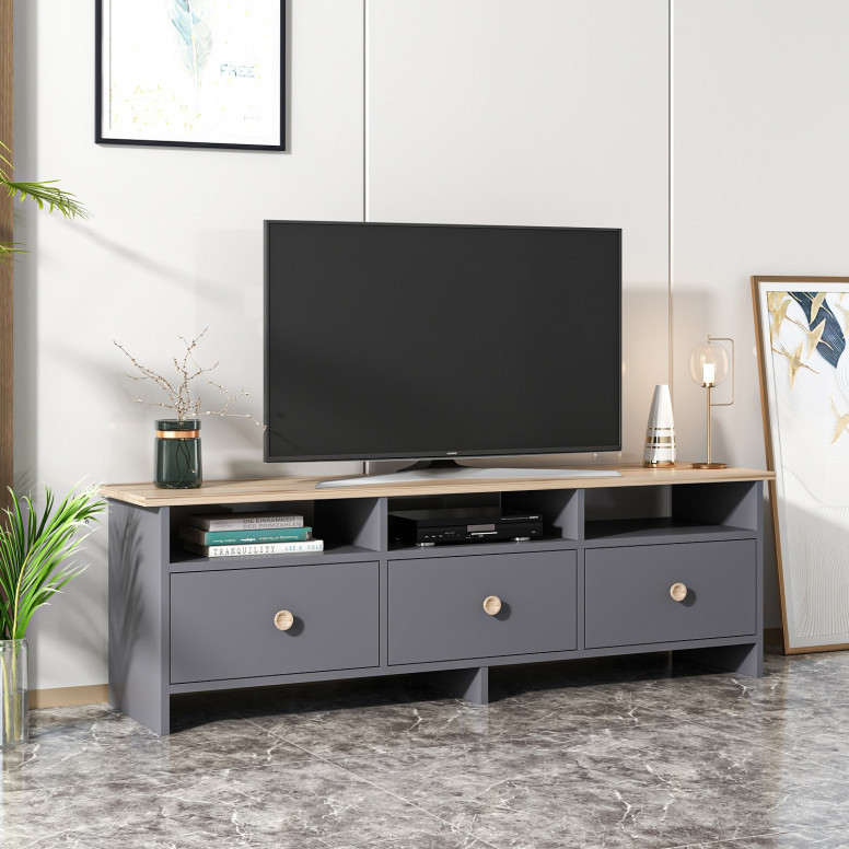 Comoda TV Salvador, Model Oslo, 150x47x36 cm, Antracit - 2 | YEO