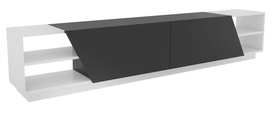 Comoda TV Salvador, Model Rhodes, 240x47.4x37.1 cm, Alb/Antracit - 3 | YEO