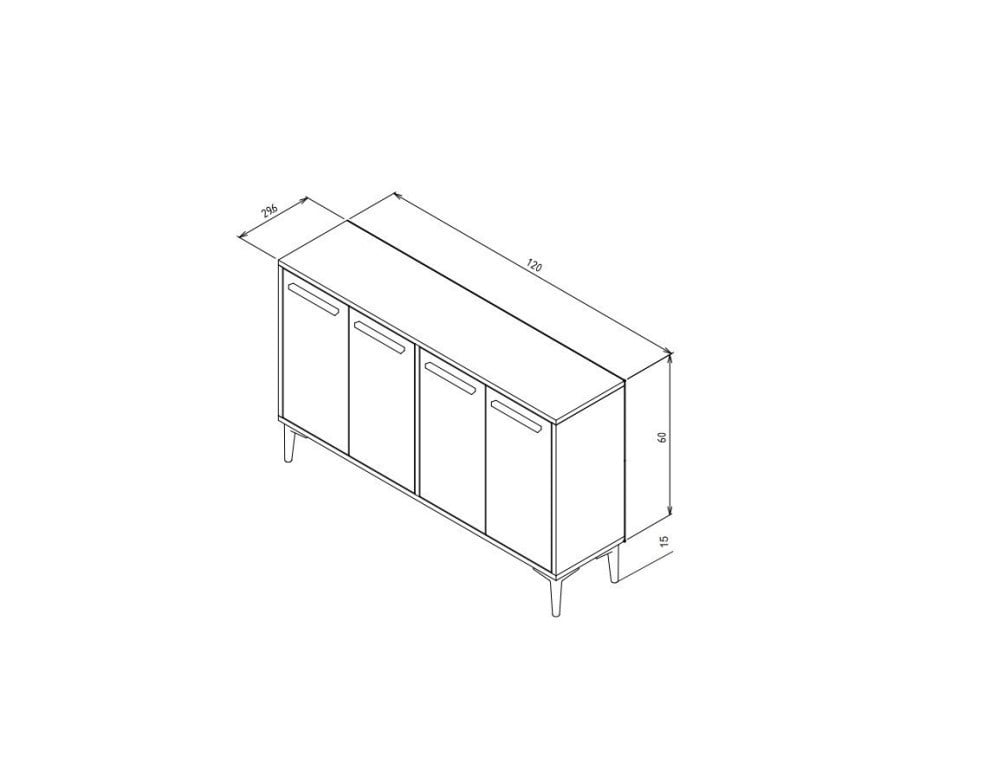 Comoda TV Salvador, Model Stria, 120x75x30 cm, Antracit/Alb