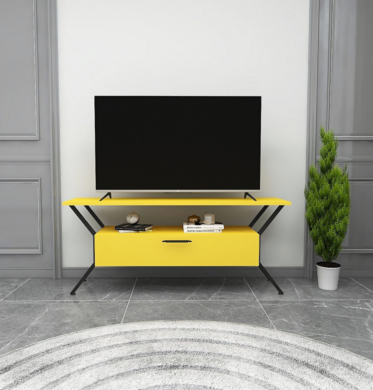 Comoda TV Salvador, Model Tarz, 124x54x35 cm, Galben