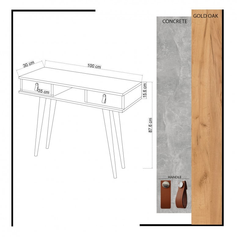 Consola Model Lawen, Stejar/Alb, 100x30x87.6 cm