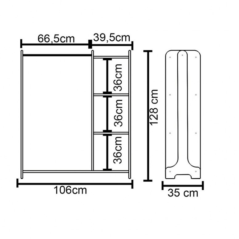 Cuier cu rafturi Model Renesme, Nuc, 106x35x128 cm - 4 | YEO