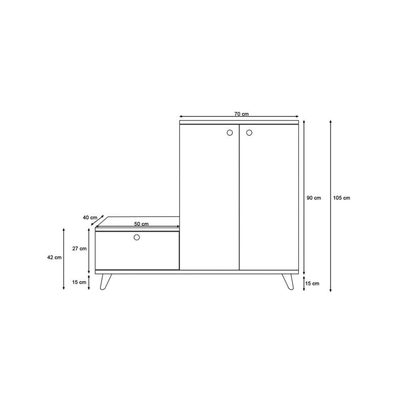 Cuier hol cu dulap Model Tasarım, Alb/Stejar, 120x40x120 cm