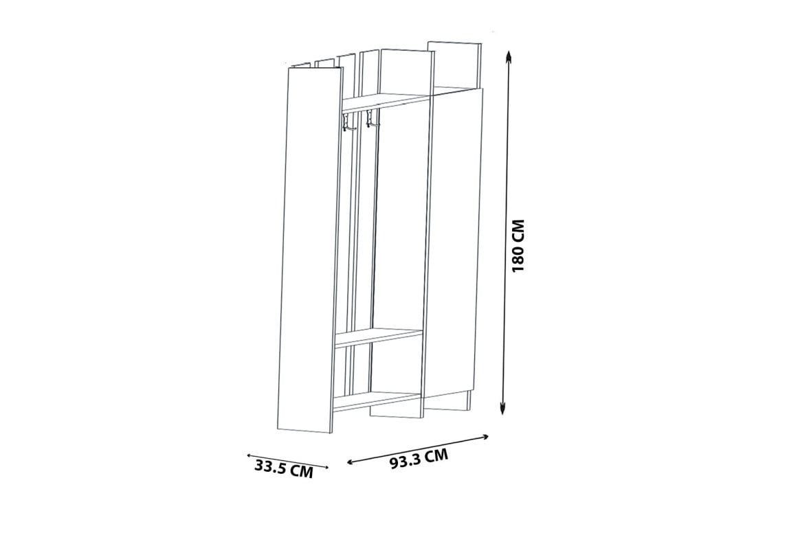 Cuier hol Model Pro, Alb/Antracit, 93.3x33.5x180 cm