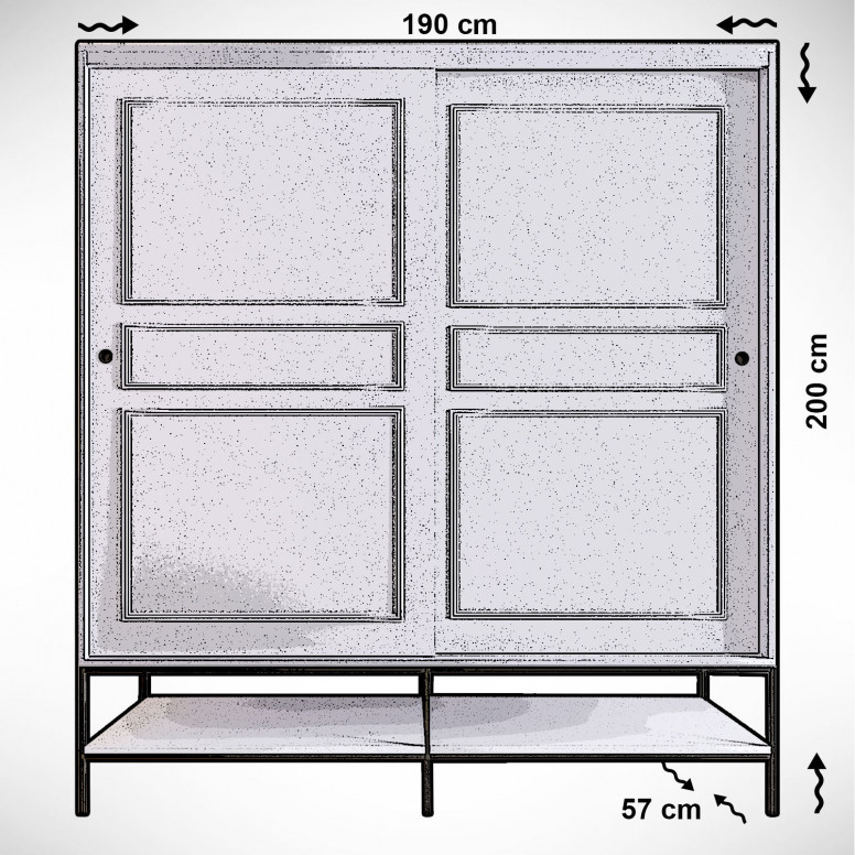 Dulap haine Model Martin, Alb marmorat/Negru/Auriu, 190x57x200 cm - 2 | YEO