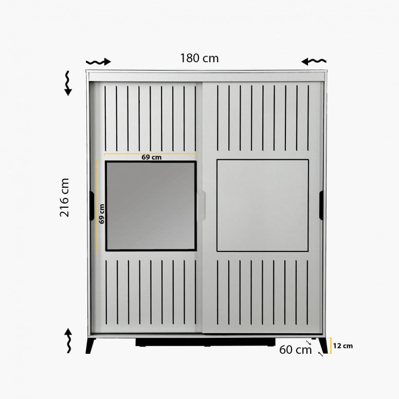 Dulap haine Model Pacific, Alb, 180x60x216 cm