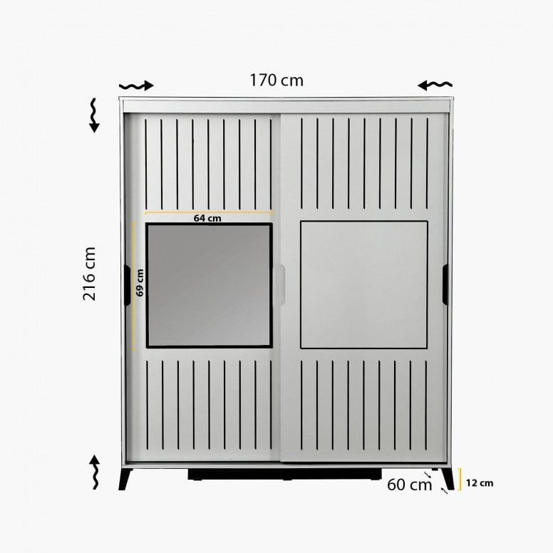 Dulap haine Model Pacific, Bej, 170x60x216 cm