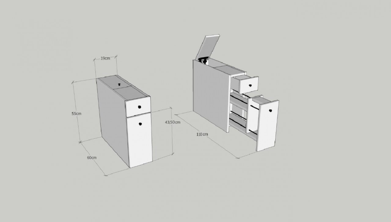 Dulap multifunctional Model Calencia, Antracit, 19x60x55 cm