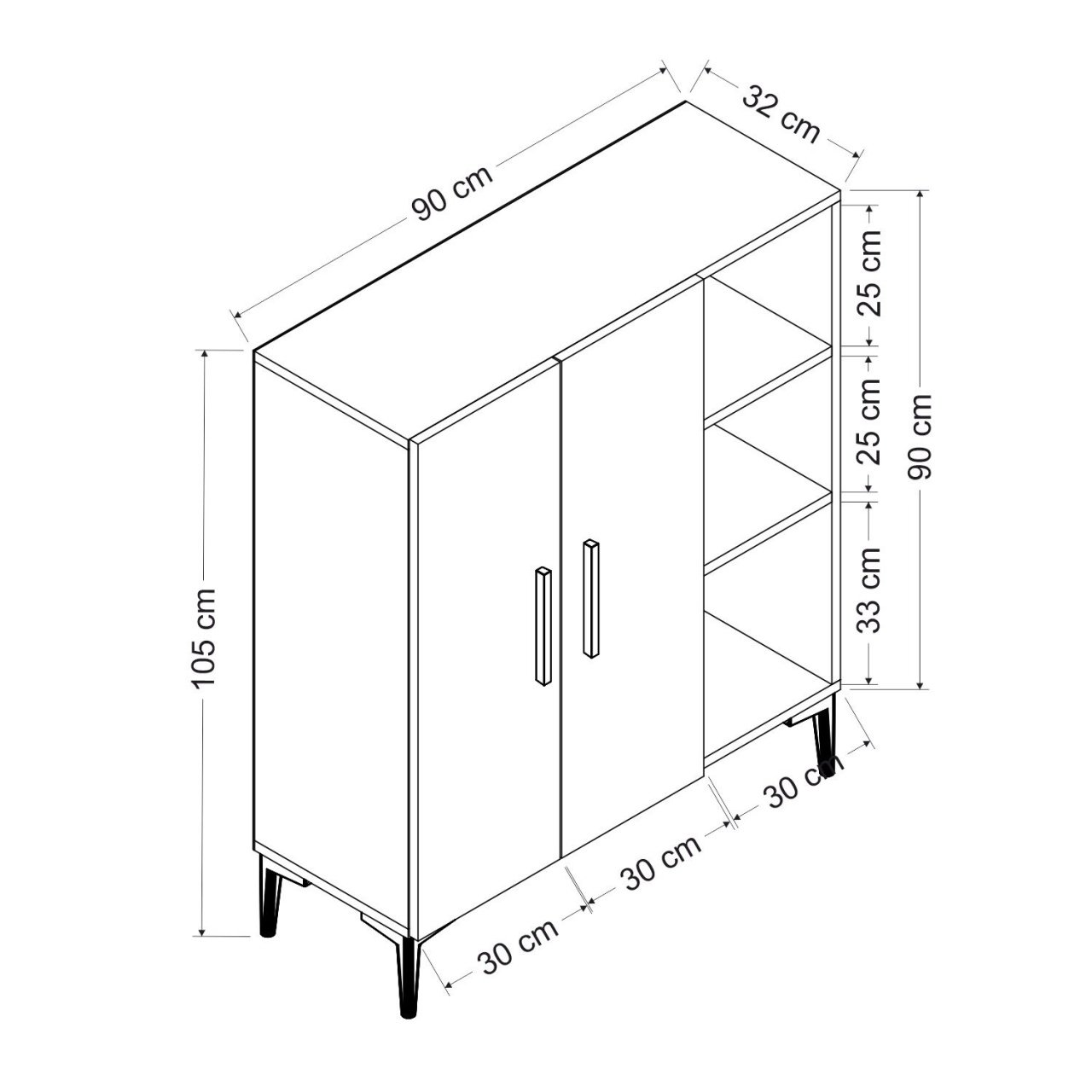 Dulap multifuncțional Model Viva, Nuc/Alb