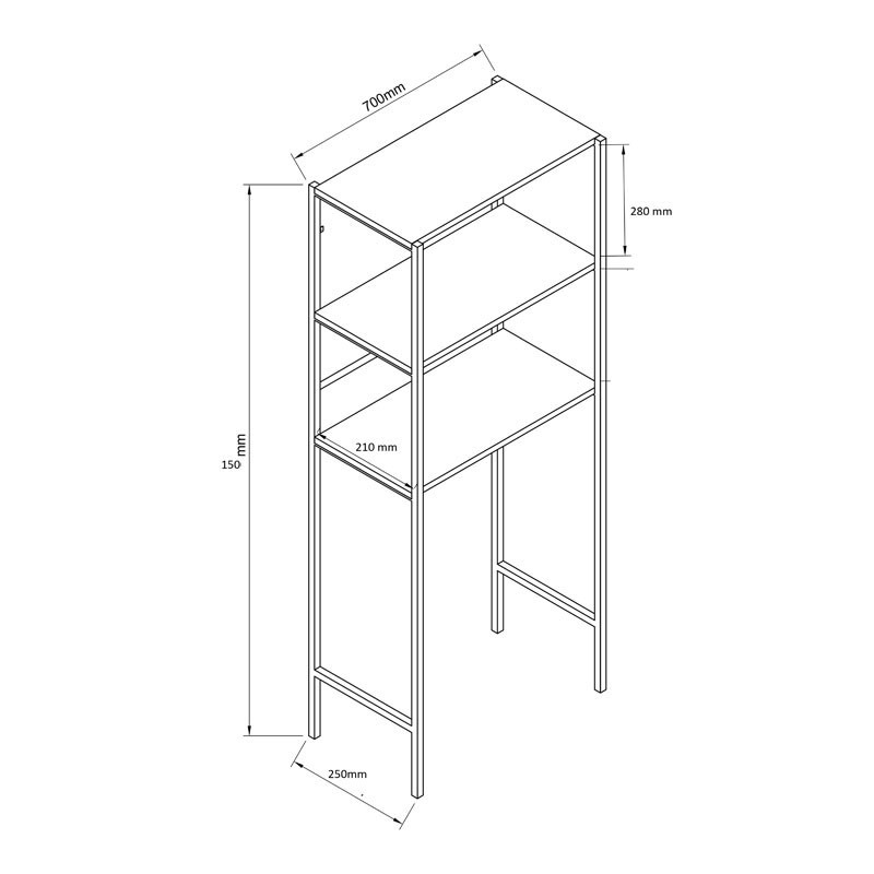 Etajera pentru rufe Zermin metal - melaminat culoare lemn natural - negru 70x25x150cm - 2 | YEO