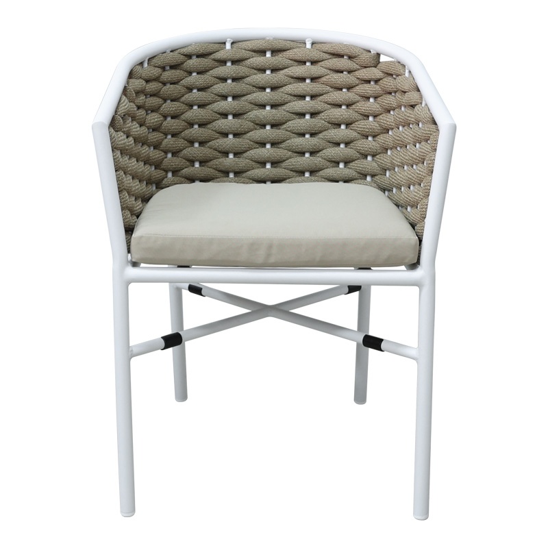 Fotoliu de grădină Model Noevo, Alb/Natural, 57x62x77 cm - 3 | YEO
