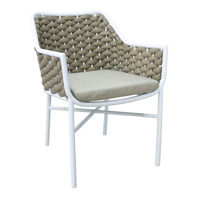 Fotoliu de grădină Model Ortegia, Alb/Khaki, 57x62x82 cm