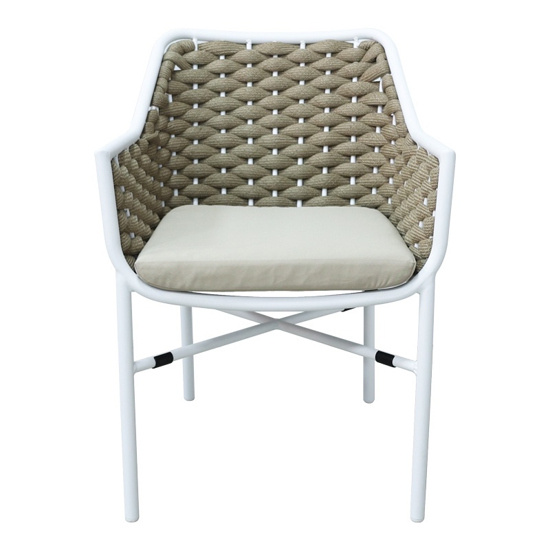 Fotoliu de grădină Model Ortegia, Alb/Khaki, 57x62x82 cm - 2 | YEO