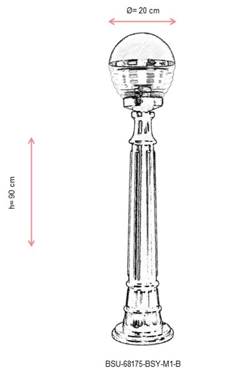 Lampadar de exterior M1B Negru 90x20 cm