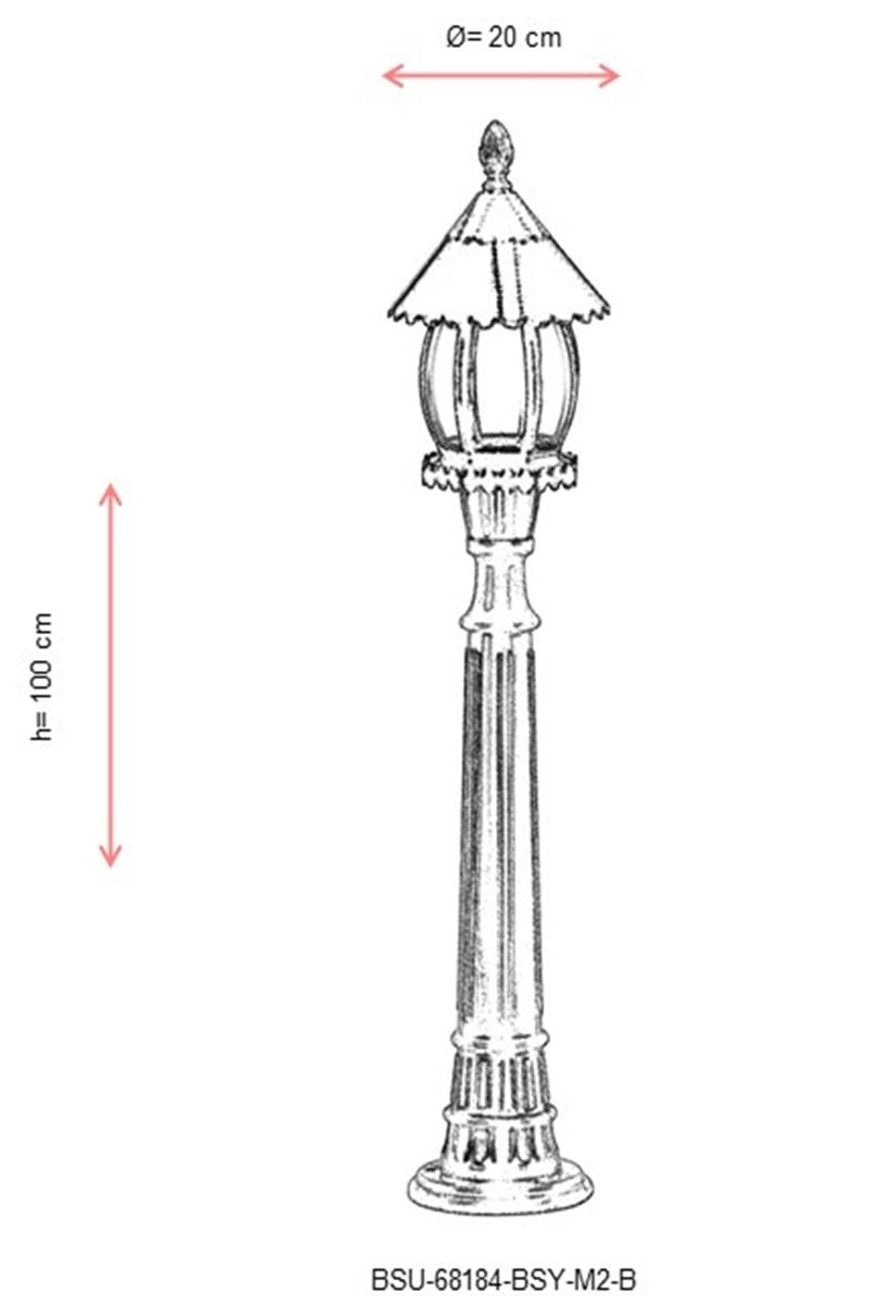 Lampadar de exterior M2B Negru 100x20 cm